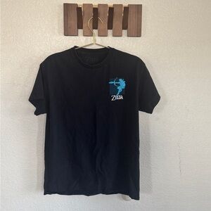 Black Graphic Tee - Retro Blue Logo